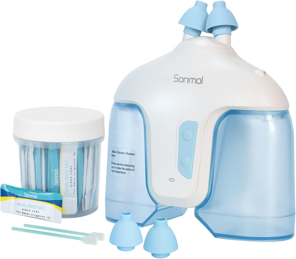 Nasal irrigasjonssystem med 50 saltpakker (blå), sinus rengjøringsmaskin, neserenser for Sinus voksen, nesevasker Nasal rengjøring Sinus relief maskin