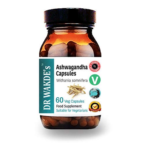 DR WAKDE'S Ashwagandha Capsules (Indisk Ginseng, Withania somnifera, 60 Veg Caps, Plantebasert Supplement, Ayurvedic Herb, Alle naturlige, Vegan)