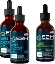 E2H: Liver Support Supplement (2 Pakke - 4 Fl Oz) og Klorophyll flytende dråper (enkelflaske - 2 Fl Oz)