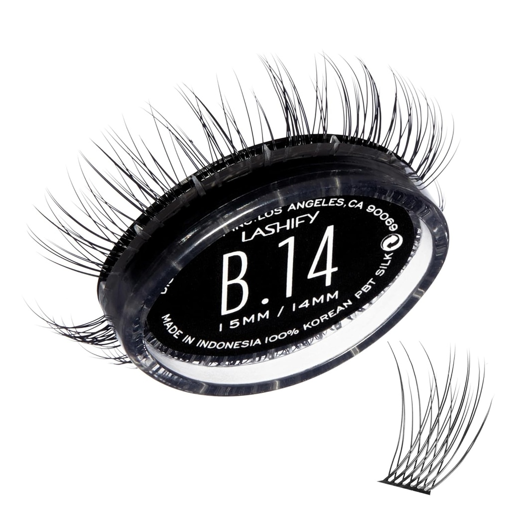 Lashify Bold 14mm Gossamer DIY Eyelash utvidelser fylle, svart, enkle falske øyenvipper for et naturlig utseende