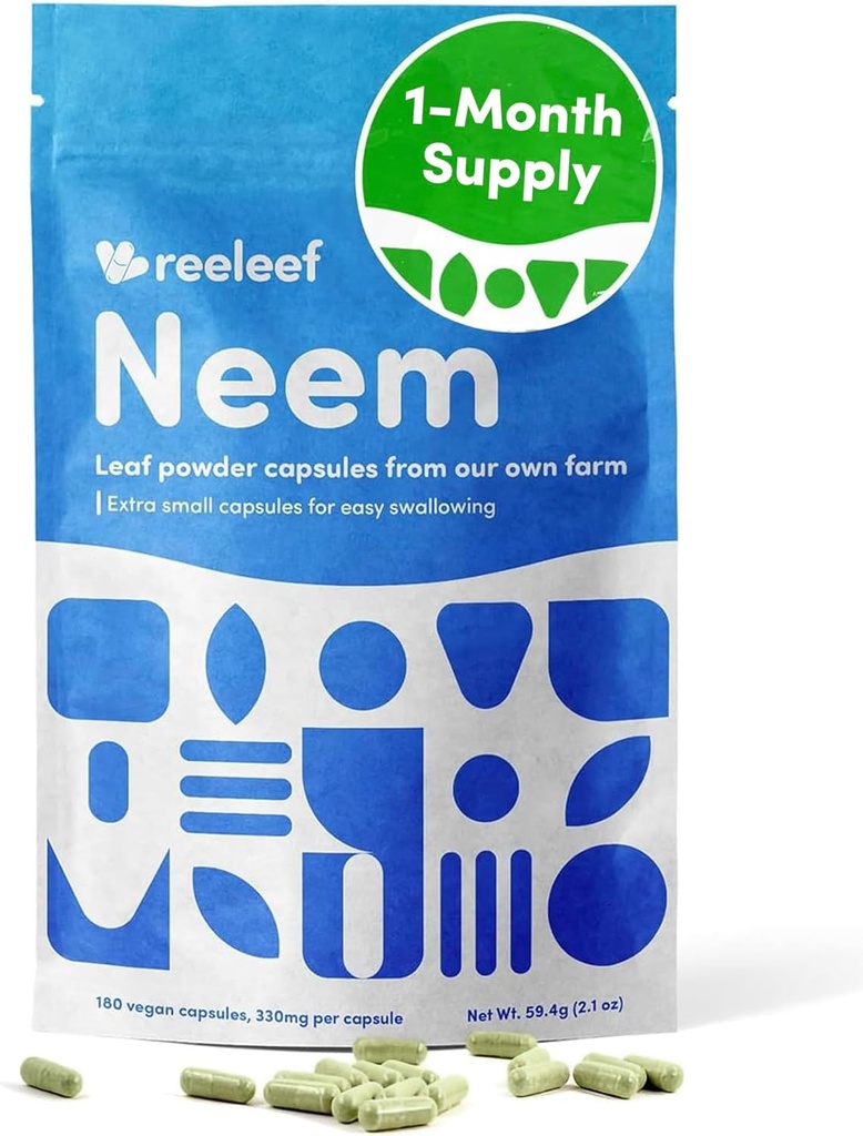 Pure Herbal Neem Leaf Kapsler - 180 greve 330 mg - Ingen tilsetningsmidler - Vegan