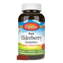 Carlson - Black Elderberry Gummies, med vitamin C & sink, immun støtte, 120 gummier
