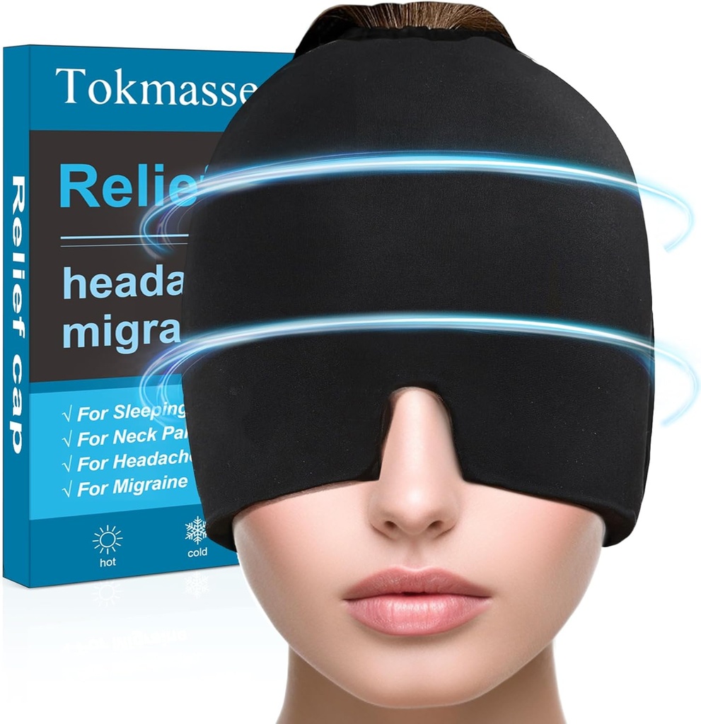 Migraine Relief Cap, ishodepakke Gel, kald og varmeterapi, Sinus øyepatch hodepine, Swollen øyne, Relief av strekk og trykk