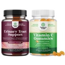 Bundle av D Mannose Capsules for Urinal Tract Health for kvinner rask fungerende super konsentrert Cranberry 90ct og Chewable Vitamin C Gummies for voksne - Halal vitamin C Immune Support Gummies