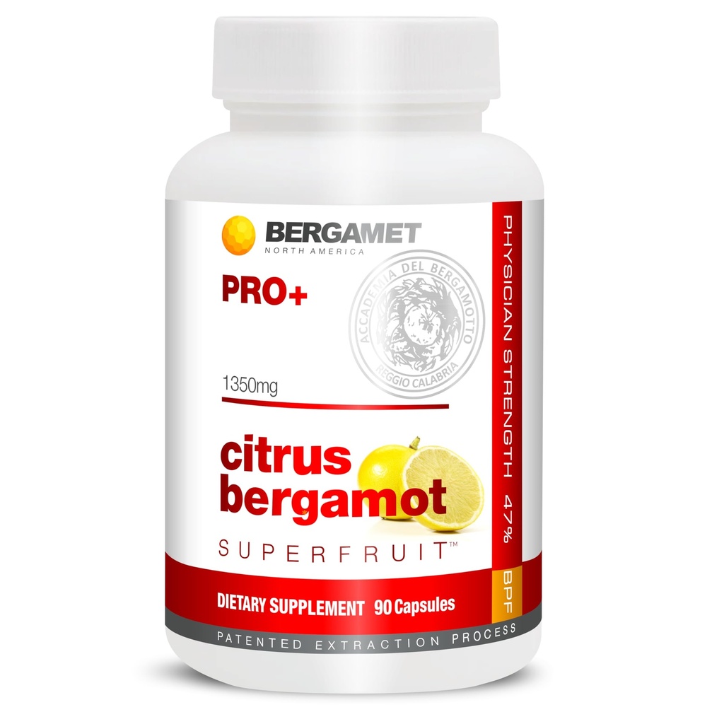 BergaMet Citrus Bergamot SuperFruit PRO + Supplement, 200:1 Ekstrakt, 1350mg, 80% Polyfenoler, Olive Leaf Extract, 47% BPF, verdens sterkeste, 90 kapsler, støttet av kliniske studier, laget i USA