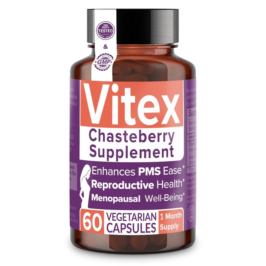 Intim Rose Vitex Chasteberry Supplement for kvinner, 1000 mg - Chaste Tree Berry for hormonbalanse, fruktbarhet og PMS støtte, regulere sykluser - 60 kapsler