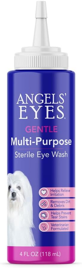 ANGELS' EYES Multi-Purpose Steril Eye Vaske 4 oz Eye Cleaner og renser, Tear Stain Reducer for Allergier, Debras, Mucus, Irritation og Weepy Eyes for alle hunder med borsyre