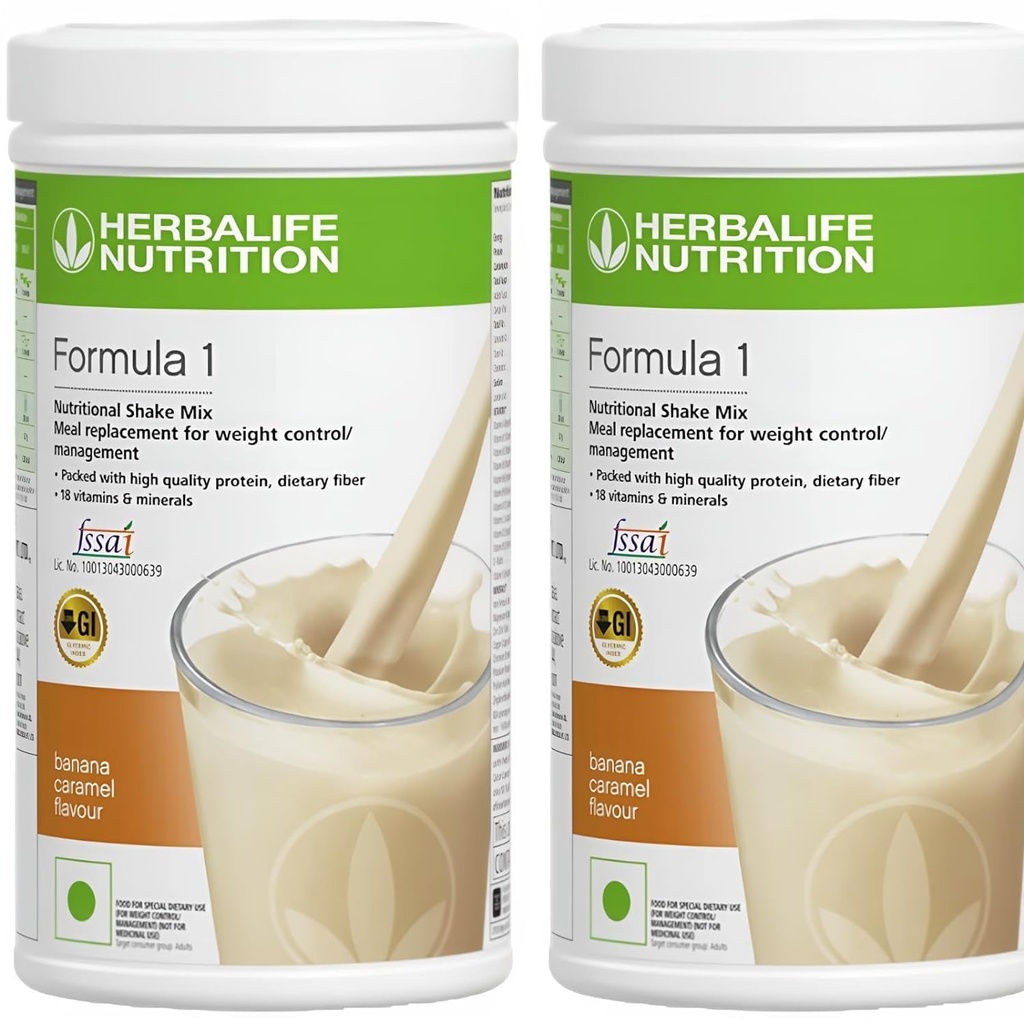 Herbalife Formel 1 ernæringsmessig risteblanding - Pakke med 2, 500g Hver - Herbalife Shake - Herbalife Protein pulver - Herbalife Vekttap Måltid Replacering (Banana - Banan)