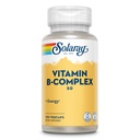 SOLARAY vitamin B kompleks 50 mg - Cellular energi vitaminer - metabolisme og nerve helse støtte med vitamin B12, vitamin B1, B6, niacin, folsyre, biotin og andre B vitaminer - Vegan, 100 Vegkaps