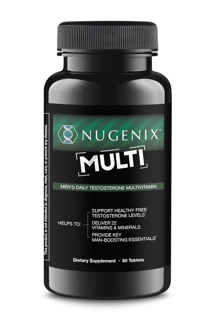 Nugenix Multivitamin for menn, multivitamin og testosteron støtte - 19 vitaminer og mineraler, støtter gratis testosteron, balanse kortisol, fremmer nitrogenoksid produksjon, blodflow - 60 tabletter