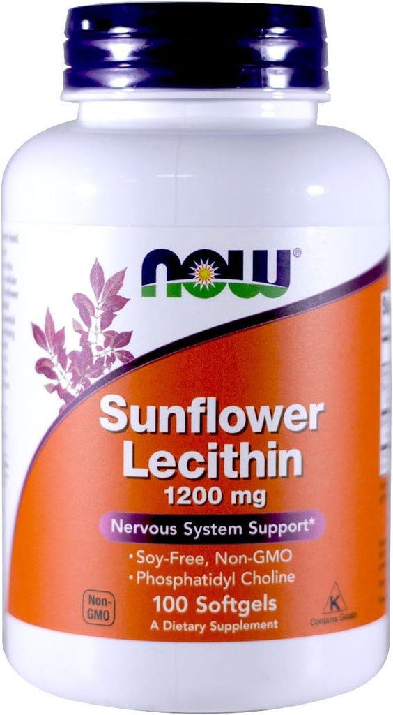 Nå Matvarer Solflower Lecithin Non-GMO, 1200 mg, 100 Sgels (2 Pack)