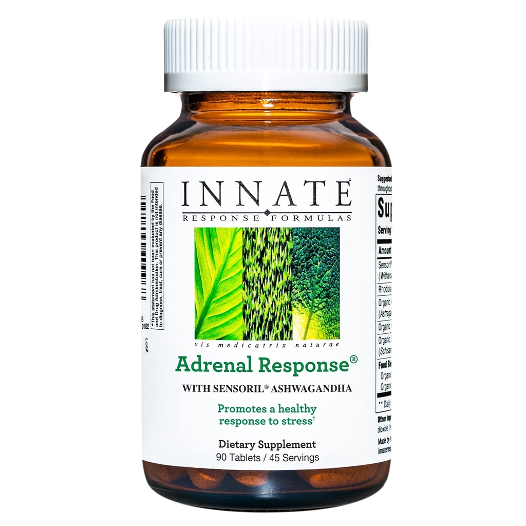 INNATE Response Formler - Adrenal Response Herbal Supplement - Med Ashwagandha - fremmer optimal stressrespons - Ikke-GMO, vegetarisk, og laget uten 9 matallergier - 90 tabletter (45 serveringer)