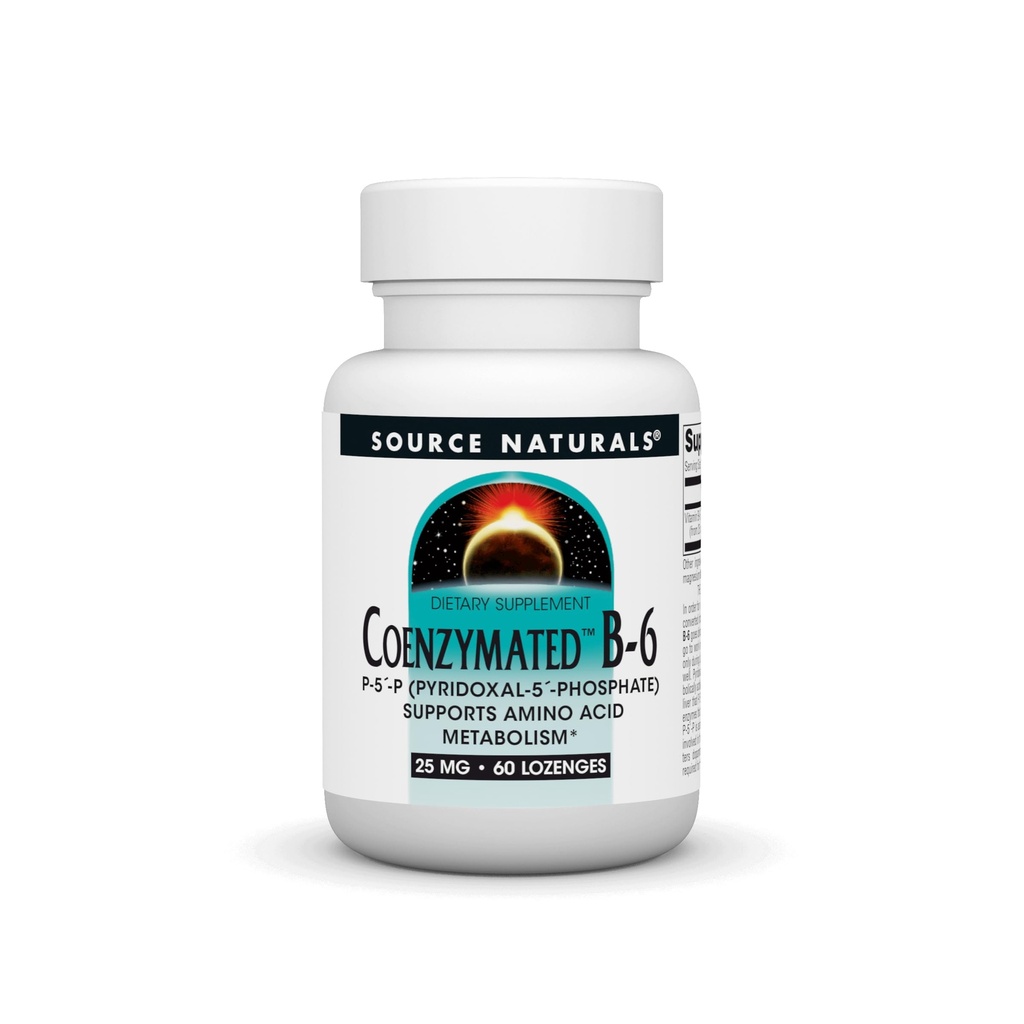 Kilde Naturals Koenzymert B-6 25mg P-5 Pyridoxal-5 Fosfat Fast-Acting, Hurtigoppløse vitamin støtter Amino Acid Metabolisme* - 60 Lozenges