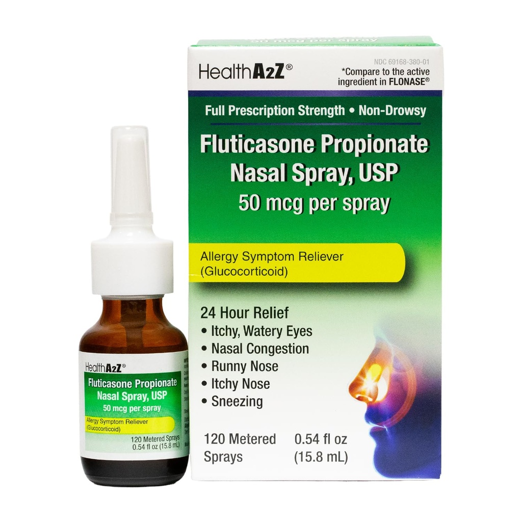 HealthA2Z Fluticason Propionate Nasal Sprays, 24 timers allergi relief, 120 Sprays, 0,54 fl oz