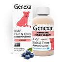 Genexa Barn ren acetaminophen | Pediatrisk Foretrukne ingredienser | Smerte og feber reduserer for barn | Dye gratis, 0% Kunstige Additiver | Alder 2-11, Delicious organisk blåbær væske, 4 fl oz