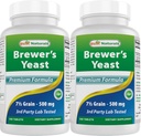 Beste Naturals, Brewers Yeast, 7-1/2 Korn med vitamin B1, vitamin B2, 1000 mg 240 Tabletter (240 Count (Pack of 2))