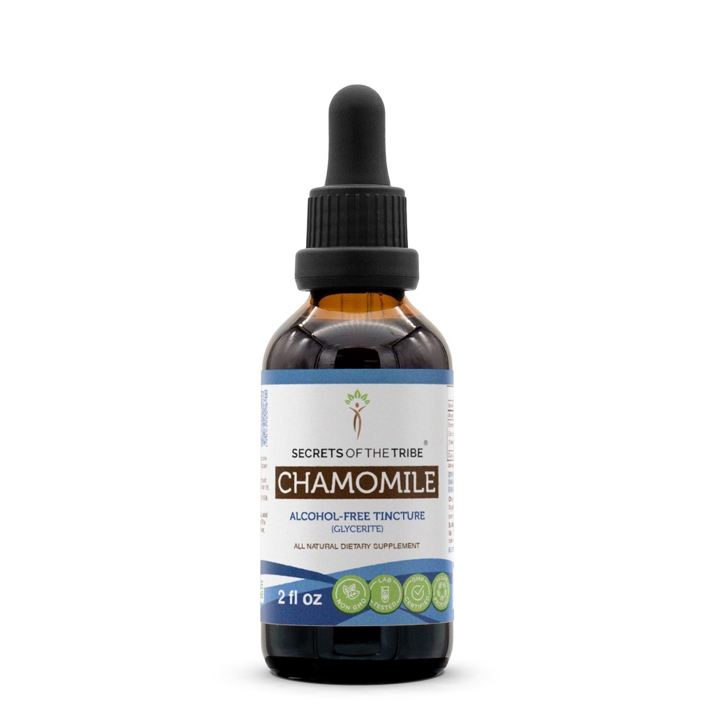 Hemmeligheter av tribe kamille alkoholfri flytende ekstrakt, kamille (matricaria recutita) tørket blomst tinktur Supplement (2 FL OZ)
