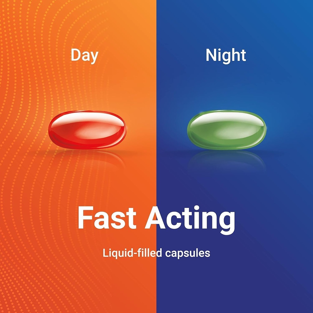 AXIV dag & natt Kald & influensa medisin Combo Pack Softgels, dagtid og nattetid lindring for hodepine, feber, Sore Throat, mindre smerter og smerter, & Cough, 72 Softgels
