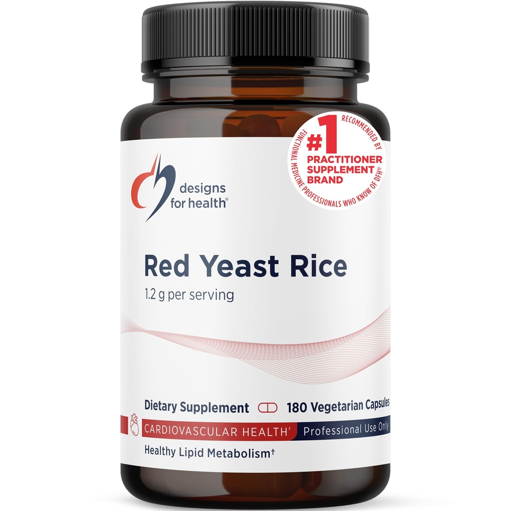 Designs for Helse RYR Synergy - Red Yeast Rice Supplement - 1200mg Rød Yeast Rice + CoQ10 å støtte kardiovaskulær helse + vedlikehold av lipid nivåer i normal rekkevidde (120 kapsler)