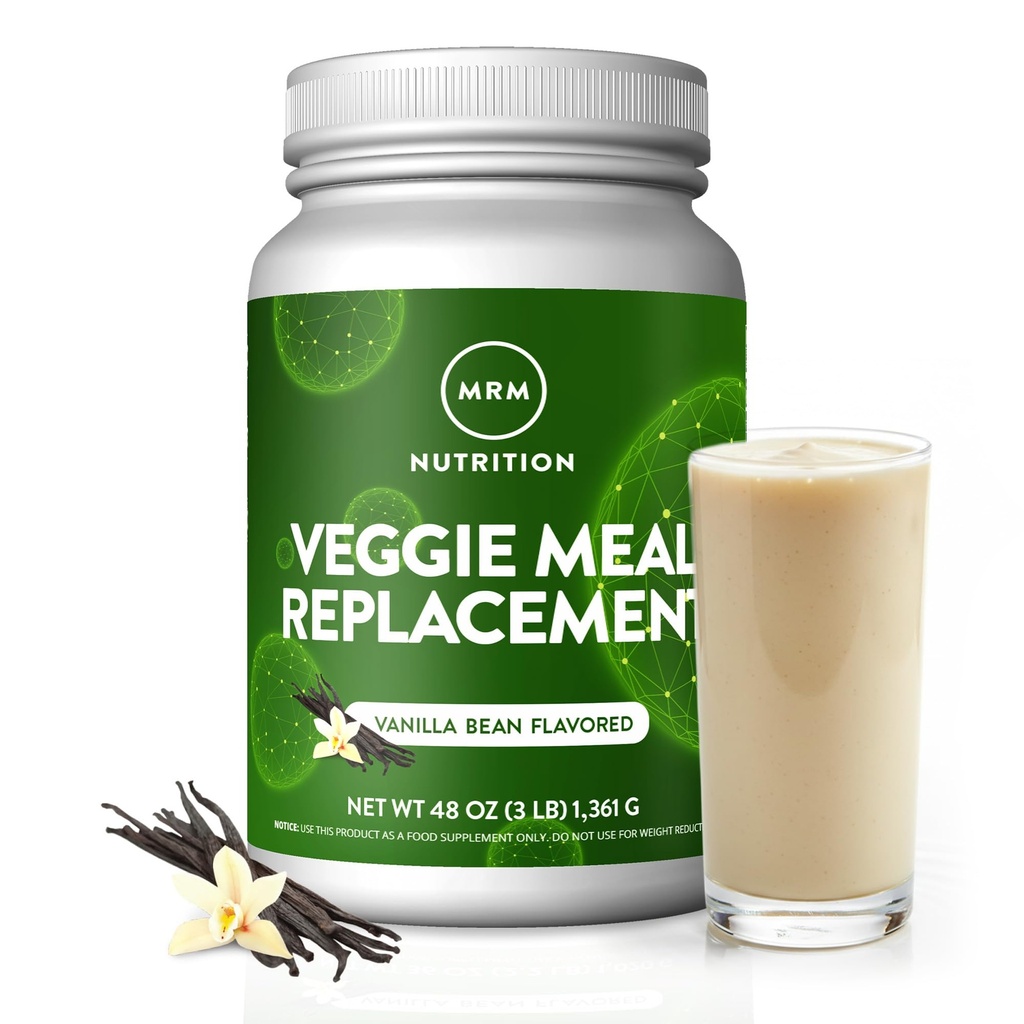 MRM Ernæring Veggie Måltid Utskiftning Protein | Vanilla Bean Flavored | 22g komplett plantebasert protein | Måltid on-the-go | Medierte sult | Balansert makronæringsformel | 28 porsjoner