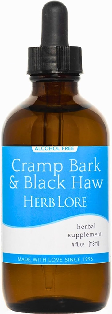 Herb Lore Cramp Bark & Black Haw Tinktur – alkohol gratis flytende Herbal Menstruell Cramp Supplement dråper for perioden Cramps, Muskel Tension & Uterine støtte (4 fl oz)