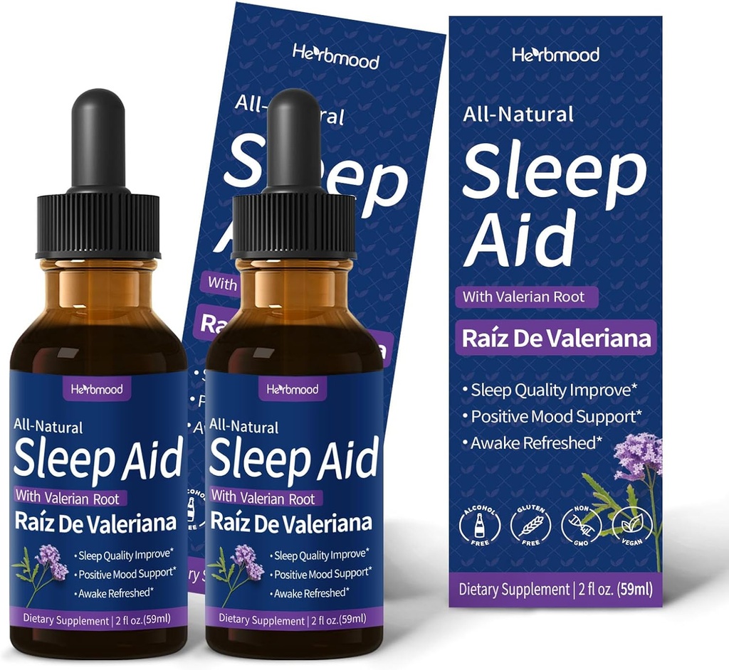 Valerian Root Sleep Support Drops, Gotas de Manzanilla y Flor de Jamaica y Valeriana para Dormir, Nature Herbal Extract Liquid for dyp søvn. 4oz