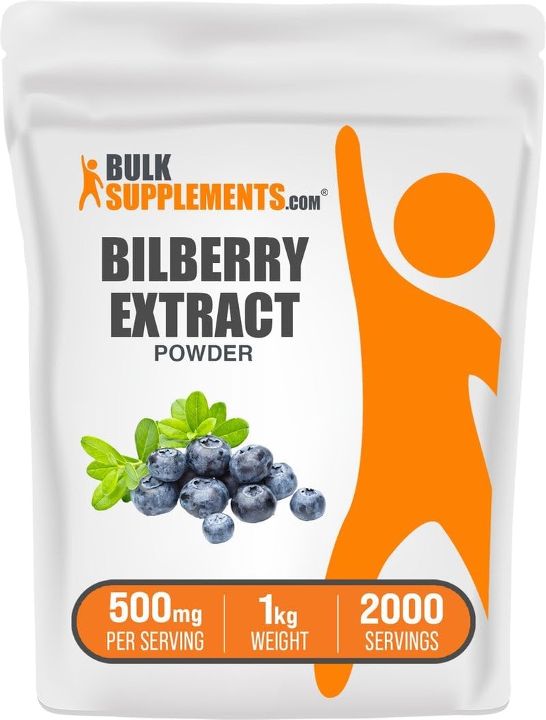 BulkSupplements.com Bilbær Ekstrakt pulver - Bilbær Ekstrakt Supplement, Herbal Supplement - Vegan & Glulten Gratis, 500 mg per servering, 1kg (2,2 lbs) (Pack of 1)