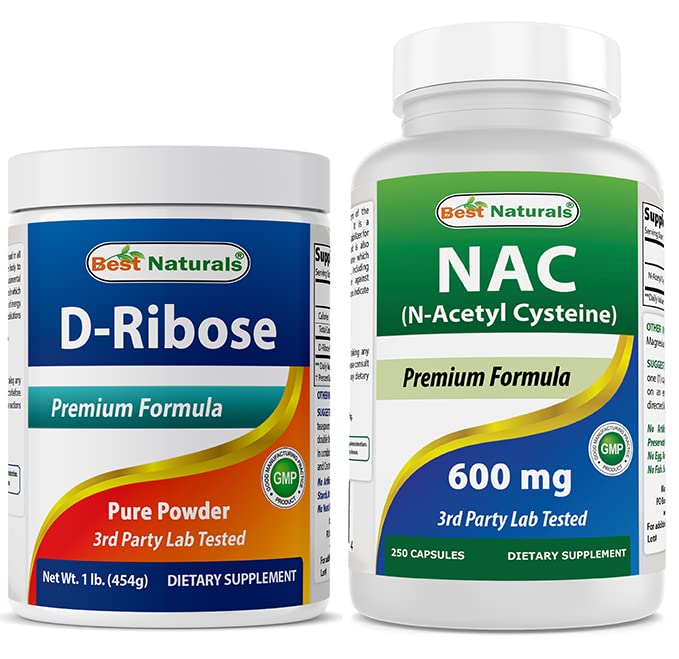 Best Naturals D-Ribose pulver 1 pund og NAC 600 mg