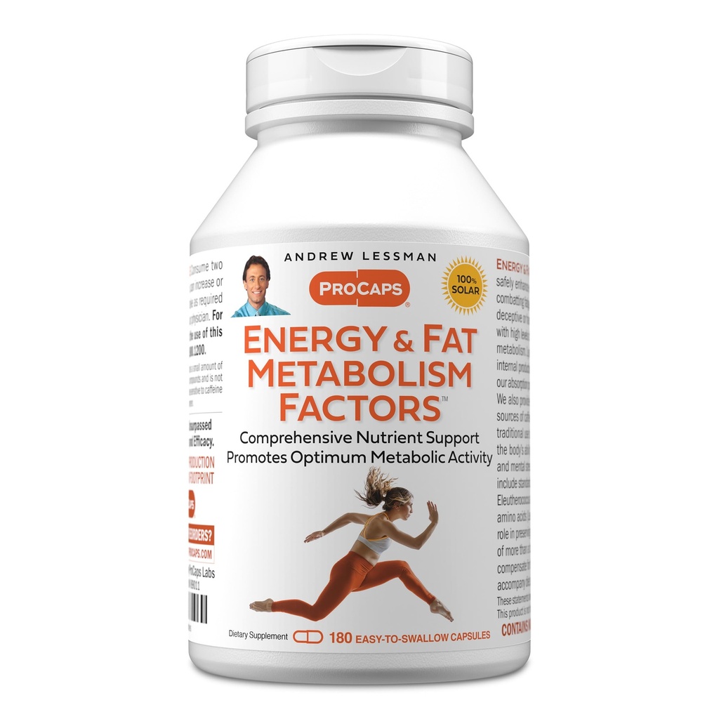 ANDREW LESSMAN Energi og fettmetabolisme Faktorer 180 kapsler - fremmer optimal fettforbrenning og energimetabolisme, med karnitin, grønn te, guarana, Ginseng, B-Complex. Lett å svelge kapsler