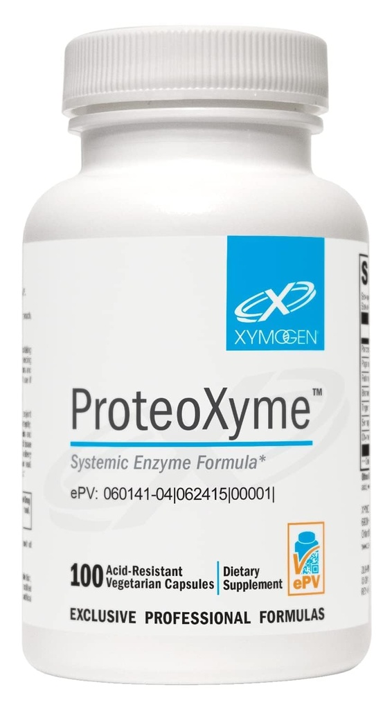 XYMOGEN ProteoXyme - Pancreatic Enzymes, Serrapeptase, Rutin, Papain & Bromelain - Utformet for å støtte utgivelsesintegritet og sunn immunsystembalanse (100 syreresistant kapsler)