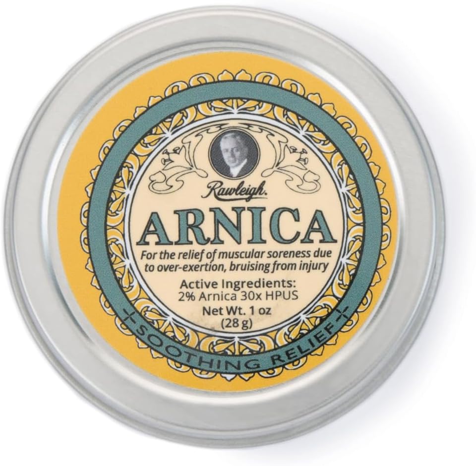 Rawleigh Arnica Soothing Balm: 1 oz, 2% Arnica 30X HPUS, Naturlig Formula for Muskel Soreness, Overeksersjon Bruising, Absorbs raskt, Ikke Greasy, Reisevennlig Tin - Pakke med 1