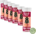 8Greens Supergreens Tabletter Super Greens Powder Superfood, Metabolisme Immunitet og fokus, Daglige Grønn Effervescent Tabletter, Organisk: Aloe Vera, Spirulina, Klorella, Peach, Tube 60 Serveringer.