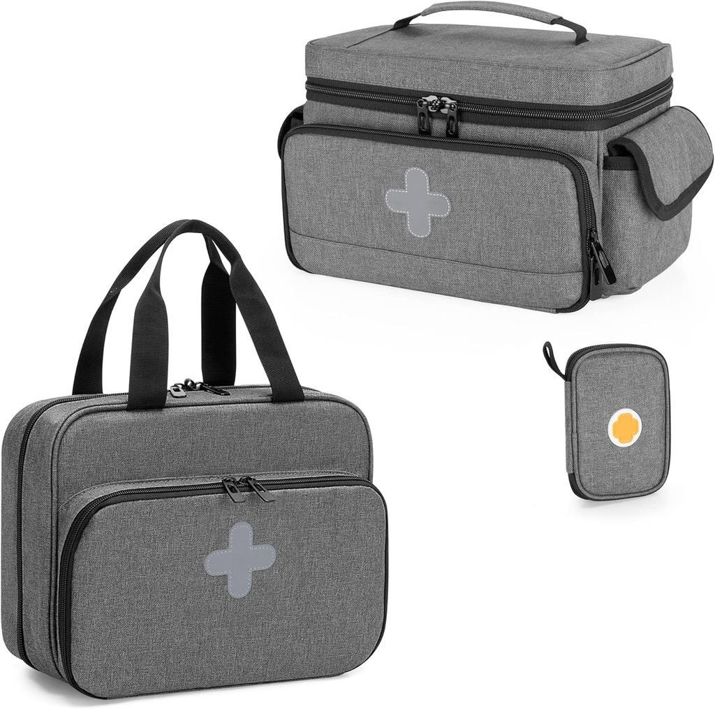 CURMIO Medisin Storage Bag Tom, låsbar Pille Flaske Organizer med bærbare glidelåsde poser for førstehjelpssett, medisinboks for hjem og reise