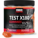 Force Factor Test X180 Gummies Testosteron Booster for menn med Tongkat Ali, Horny Goat Weed, Tribulus Terrestris, Fenugreek, & Black Maca, Supplement menn, Berry Punch, 60 Gummies, 1-Pack