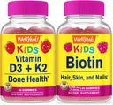 VelJa Vitamin D3+K2 Kids + Biotin Kids, Gummies Bundle - Great Tasting, Vitamin Supplement, Glutenfri, GMO Gratis, Chewable Gummy
