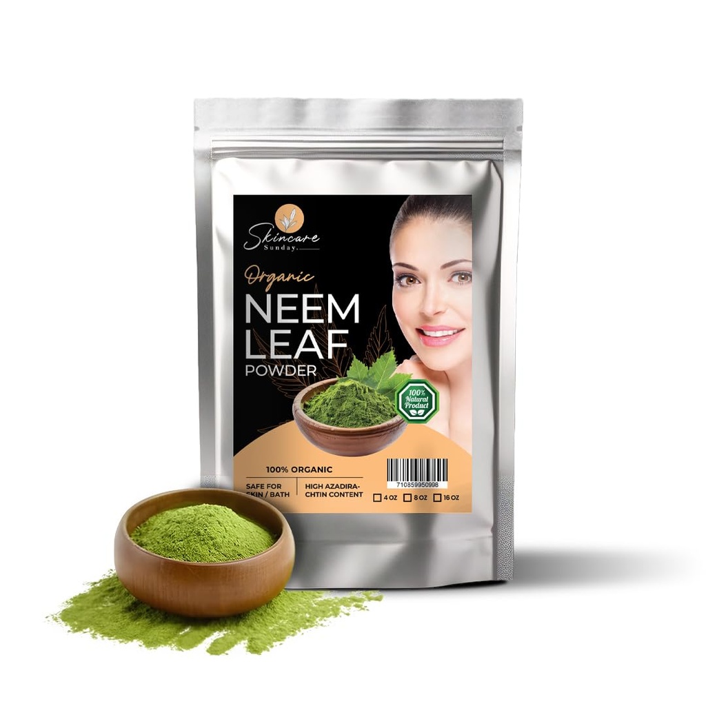 Organic Neem Leaf pulver for hud, hår og bade - ren og naturlig | forbedrer glød – 1 pund
