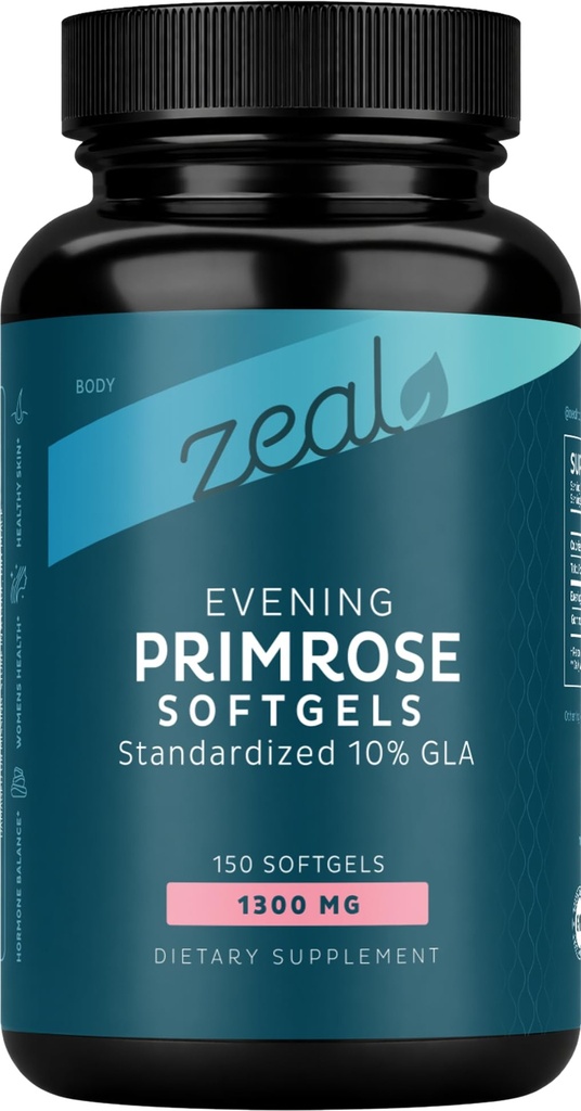 Kveld Primrose Olje Kapsler (150 flytende Softgels | 1300mg) Premium Aften Primrose Olje - Naturlig-kildet Hormon Support Supplement for kvinner - kaldt presset v. 10% GLA