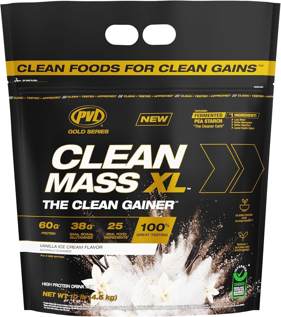 PVL Gold Series - ren masse XL - ren muskelmasse gainer - 10 LB - Vanilla Iskrem