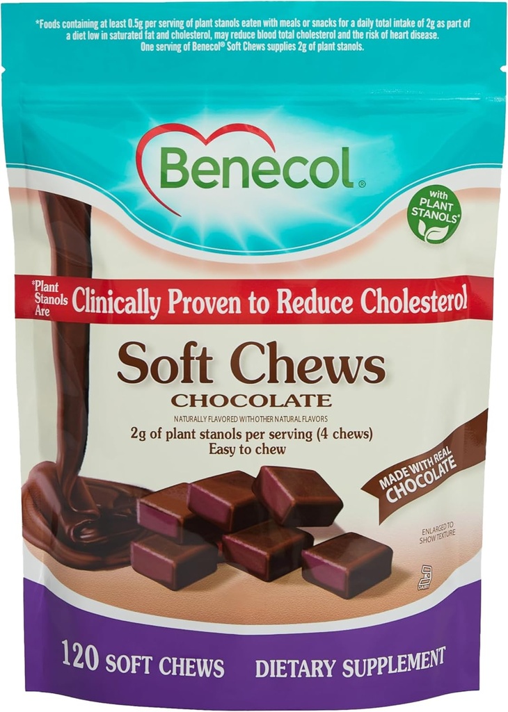 Benecol® Soft Chews - laget med klinisk dokumentert kolesterol-lave anlegg Stanols - Kolesterol ledelse Supplement (120 sjokolade Chews)