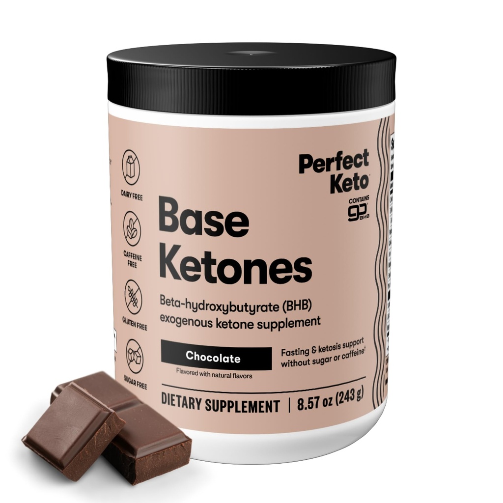 Perfekt keto eksogene ketoner pulver, BHB salter for ketose og faste støtte, elektrolyter for hydrasjon, koffeinfri energi, sjokolade, 8,57 oz
