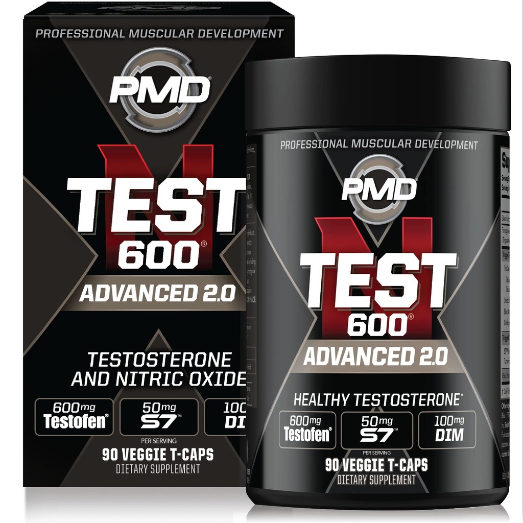 PMD Sports N-Test 600 Avansert Nitric Oxid Booster for menn - med klinisk studert testofen - Lean Muskel og styrke gevinster med Estrogen Suppression (90 Veggie -Caps)