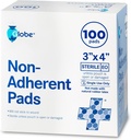 Globe Advanced Sterile ikke-ærlig Pads® 100-Pack, 3\" x 4 \"| Ikke-klebende sår Dressing | Høyt Absorbent & Ikke-Stick, Smerteløs fjerning-Switch® Individuelt omgitt for ekstra beskyttelse (3 x 4)