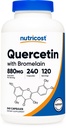 Nutricost Quercetin 880mg, 240 Vegetariske kapsler med Bromelain (165mg) - 120 Serveringer (440mg Quercetin Per Cap) - Glutenfri, ikke-GMO