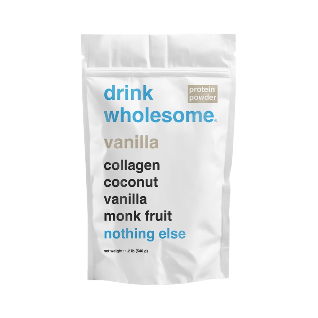 drikke sunn vanilla kollagen protein pulver | for sensitive magene | Gut vennlige | addik & dairy gratis | Ingen kunstige søtningsmidler | No Bloating, Fjord eller gass | Ingen parabol eller diarrea