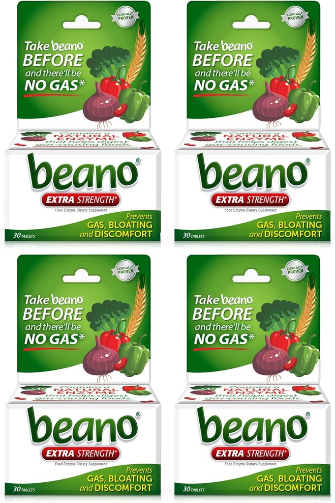 Beano Ultra 800, Gassforebygging og Digestiv Enzyme Supplement, 30 CT, 4 Pack