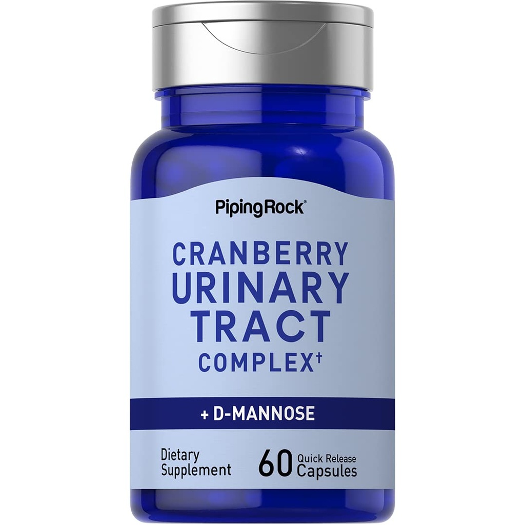 Piping Rock Cranberry Complex Supplement | 60 Kapsler | med D-Mannose og Probiotic Blend for kvinner og menn | Avansert urinformula | Ikke-GMO, Glutenfri