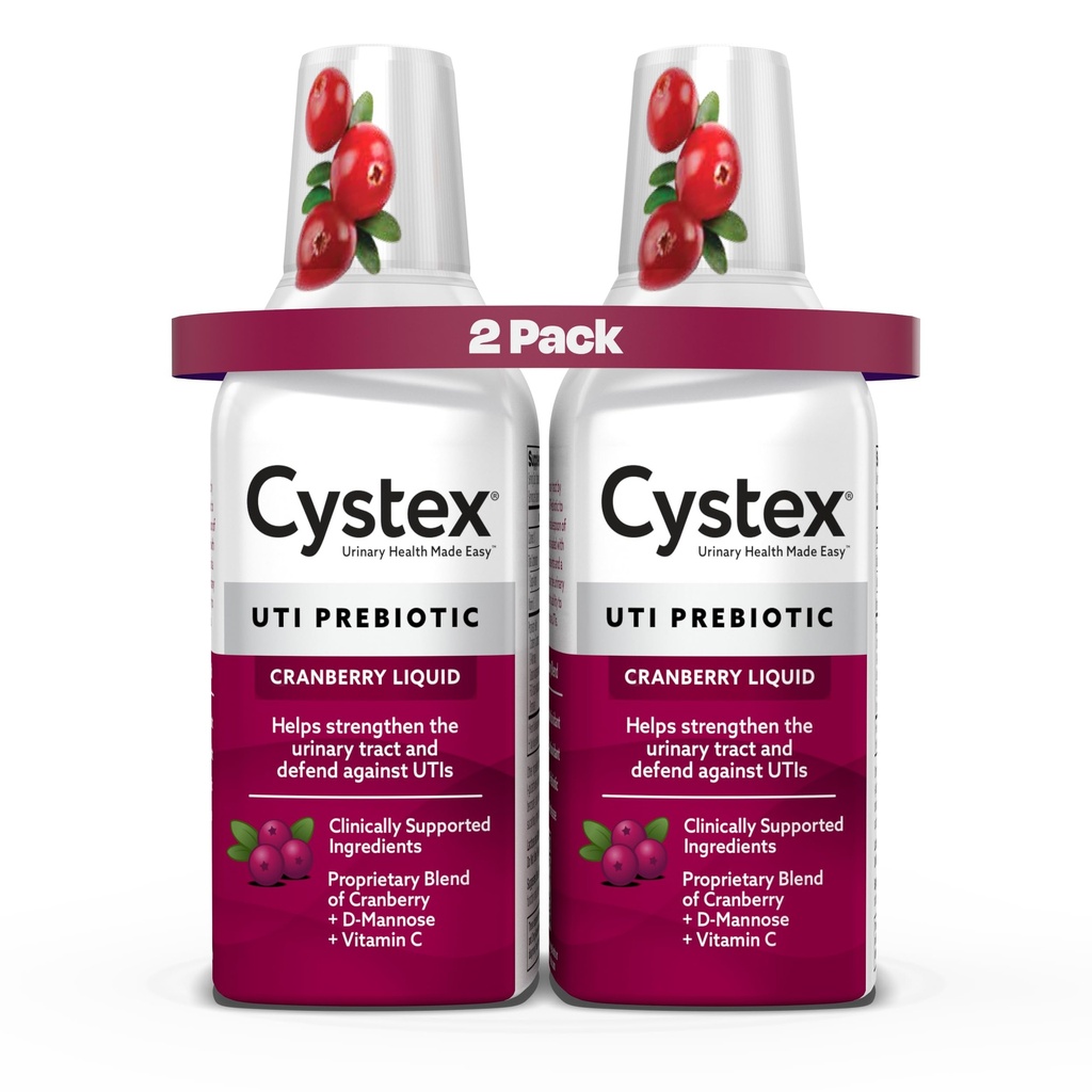 Cystex urinveisinfeksjon støtte og forebygging - Cranberry Prebiotic Supplement med D-Mannose & Vitamin C for UTI Beskyttelse og urinveis helse vedlikehold - 7,6 fl oz - (Pack of 2)