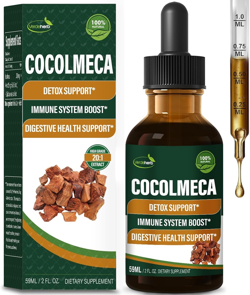 Cocolmeca Bark flytende dråper, Nature Herbal Extract Supplement for Body Detox Cleanse Support, Immune System Øke & Digestive Helse. Gotas de Cocolmeca 2oz