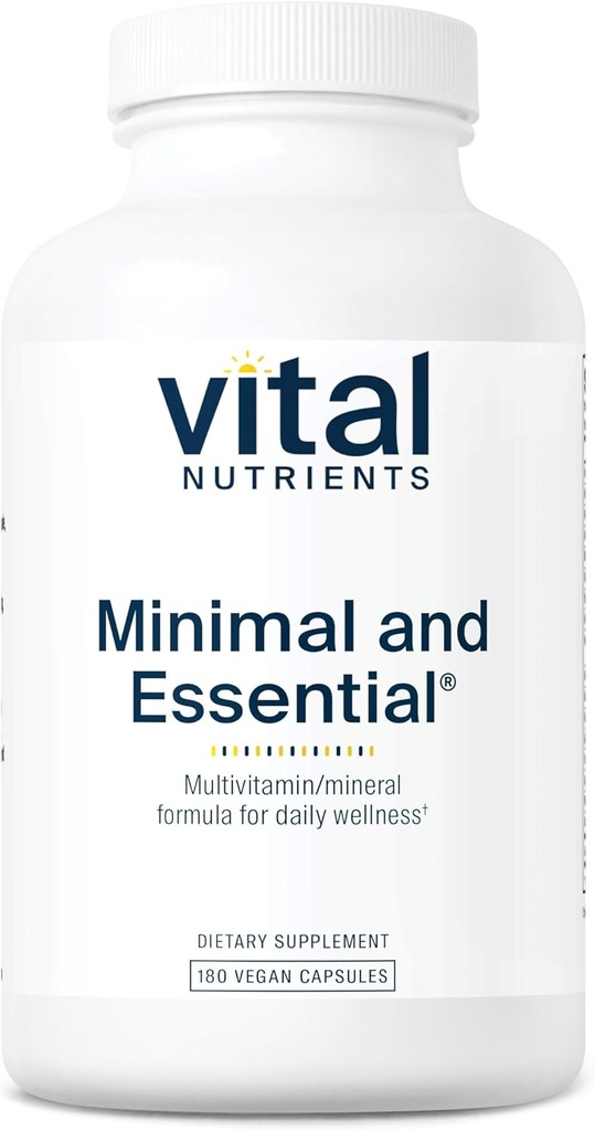 Vitale næringsstoffer Minimal og essensiell multivitamin | Vegetarisk En per dag Multivitamin, Mineral, & Antioksidant Supplement* | Jernfri | Gluten, Dairy, Soya Free | Ikke-GMO | 180 Kapsler