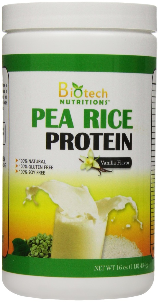 Rent ikke-GMO Pea Rice Protein, Vanilla, 16 Ounce